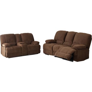 Kevin Upholstered Reclining Living Room Set In Brown