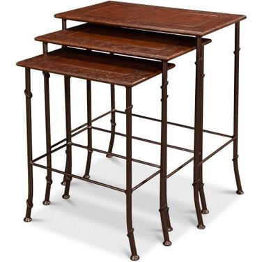 Kew Gardens Brown Leather Nesting Tables