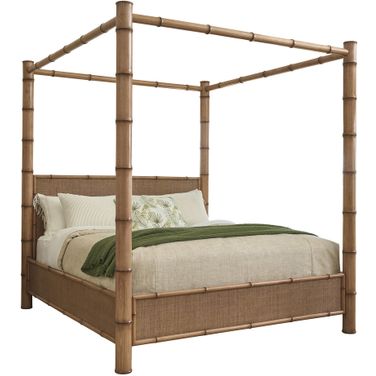 Key Biscayne Islandia King Canopy Bed In Sunwashed