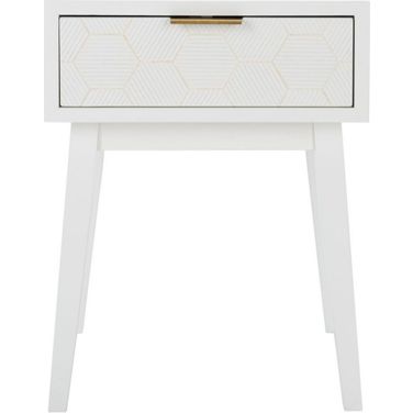 Keya 1 Drawer Accent Table in White