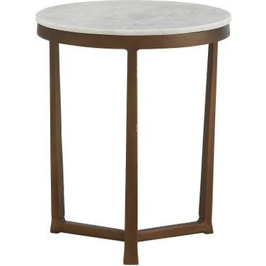 Kia Cast Aluminum Frame with Marble Top Round 18 Inch End Table In White