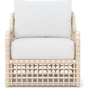 Kiawah High Back Club Chair with Cushion In Polar and Almond