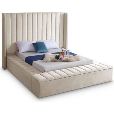 Kiki Velvet Full Bed In Cream