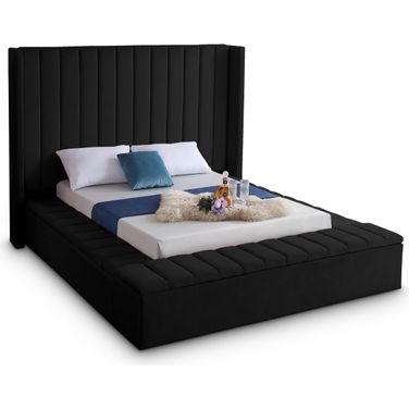 Kiki Velvet Queen Bed In Black