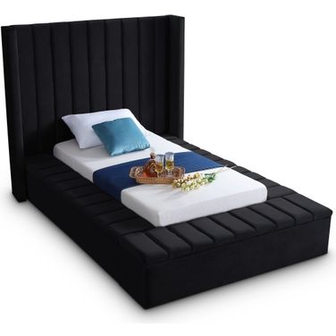 Kiki Velvet Twin Bed In Black