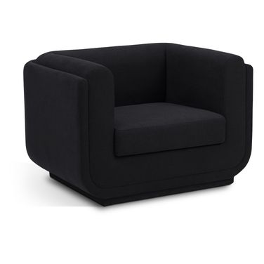 Kimora Linen Textured Fabric Chair In Black