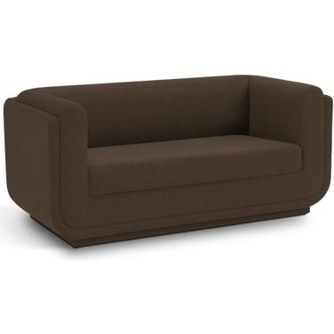 Kimora Linen Textured Fabric Loveseat In Brown