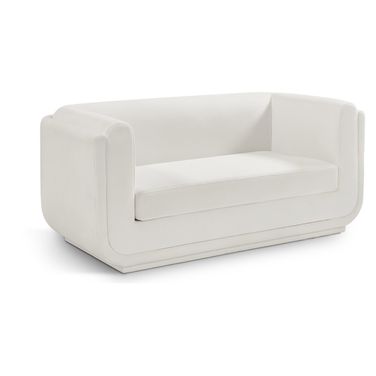 Kimora Linen Textured Fabric Loveseat In Cream
