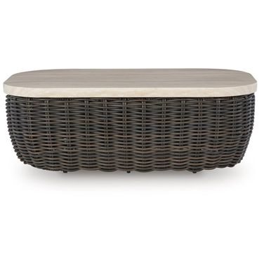 Kimora Outdoor Coffee Table In Beige and Dark Brown