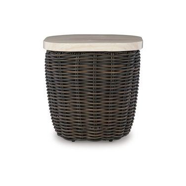 Kimora Outdoor End Table In Beige and Dark Brown