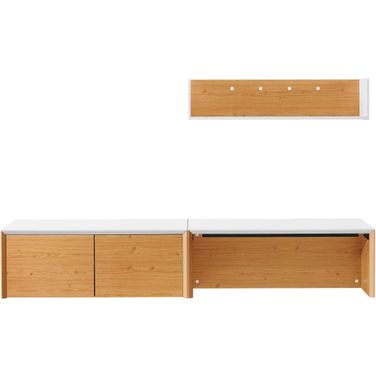 Kinetic 38 Inch Wall Mount Office Desk With Cabinet And Shelf In White Natural