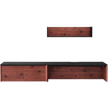 Kinetic 49 Inch Wall Mount Office Desk With Cabinet And Shelf In Black Cherry
