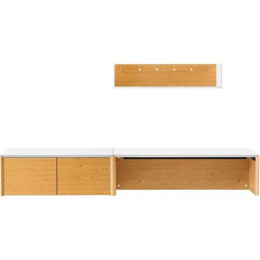 Kinetic 49 Inch Wall Mount Office Desk With Cabinet And Shelf In White Natural