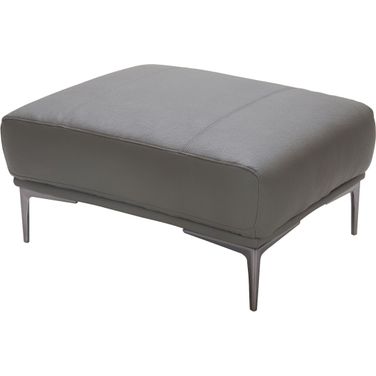 King Gray Leather Ottoman