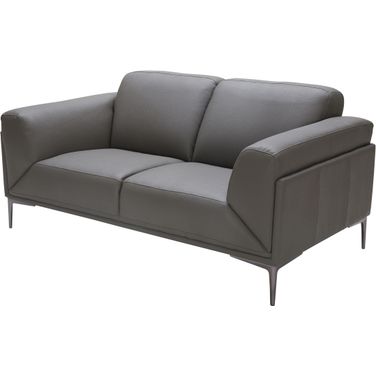King Gray Leather Loveseat