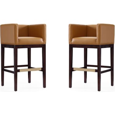 Kingsley Barstool in Camel and Dark Walnut (Set of 2)