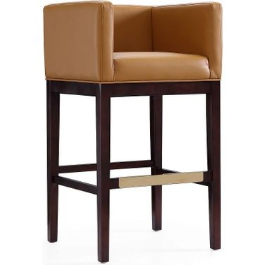 Kingsley Barstool in Camel and Dark Walnut