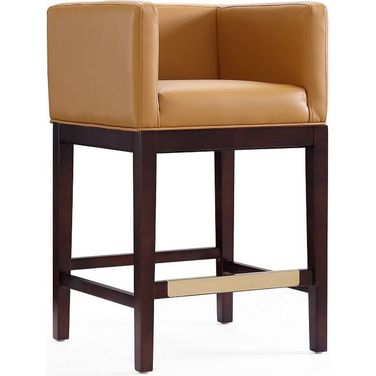 Kingsley Counter Stool in Camel and Dark Walnut