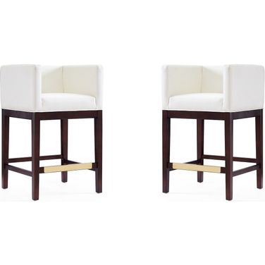 Kingsley Counter Stool in Ivory and Dark Walnut (Set of 2)