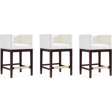 Kingsley Counter Stool in Ivory and Dark Walnut (Set of 3)
