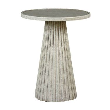 Kingsley Side Table In Textured Distressed Antique White and Antique Mirror