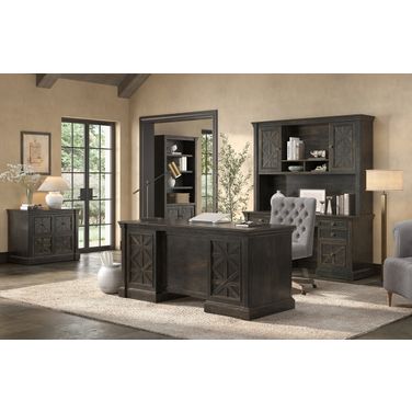 Kingston Double Pedestal Executive Home Office Set In Brown