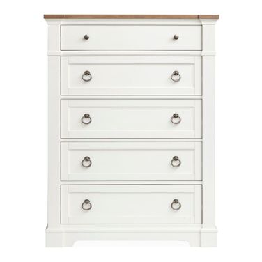 Kingston Drawer Chest In Whisper White And Cerused Nutmeg