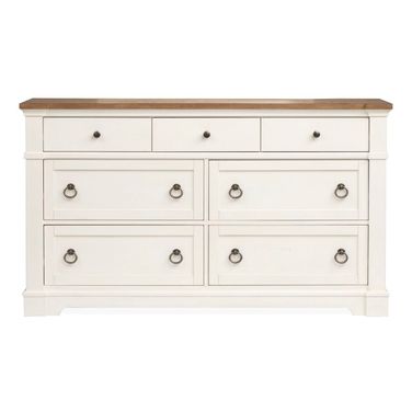 Kingston Drawer Dresser In Whisper White And Cerused Nutmeg