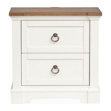Kingston Drawer Nightstand In Whisper White And Cerused Nutmeg