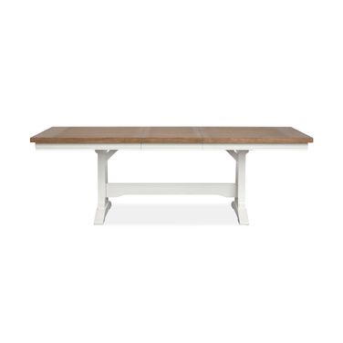 Kingston Extendable Trestle Dining Table In Whisper White And Cerused Nutmeg