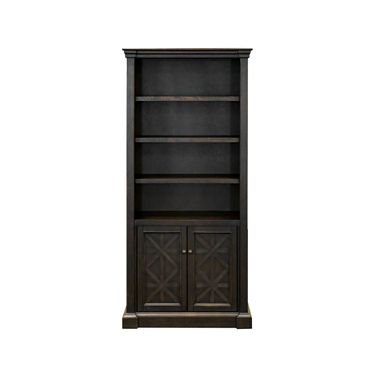 Kingston Traditional Wood Bookcase with Doors In Dark Brown