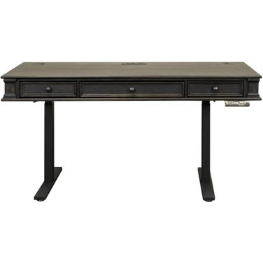 Kingston Traditional Wood Electronic Sit and Stand Desk In Dark Brown
