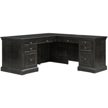 Kingston Traditional Wood Return L-Desk In Dark Brown