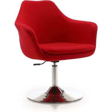 Kinsey Adjustable Height Swivel Accent Chair in Red and Polished Chrome