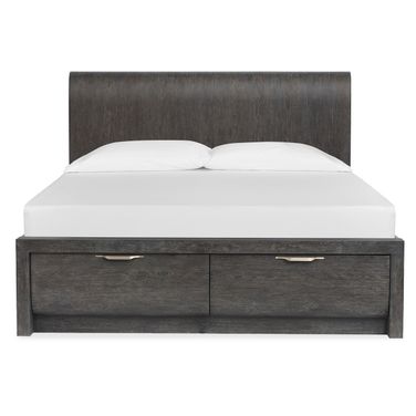Kinsley California King Panel Storage Bed In Black Heron