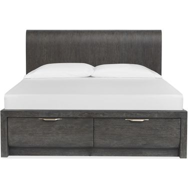 Kinsley King Panel Storage Bed In Black Heron