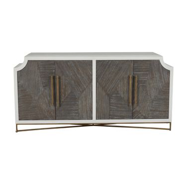 Kirsten Cabinet In Cerused White and Cerused Coal