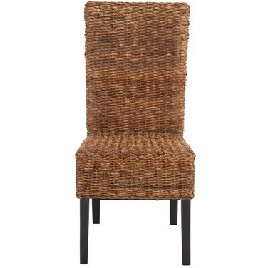 Kiska Natural and Dark Brown Rattan Side Chair Set of 2