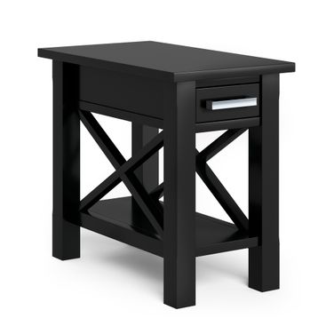 Kitchener Solid Wood Narrow Side Table In Black