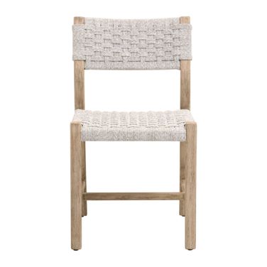 Kitts Indoor/Outdoor Dining Chair Set of 2 In White and Washed Ever Teak