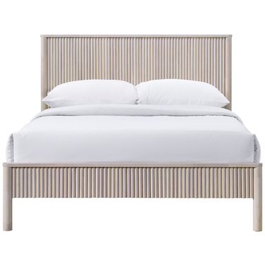 Kivo Solid Wood Full Bed In Natural and Stained Natural