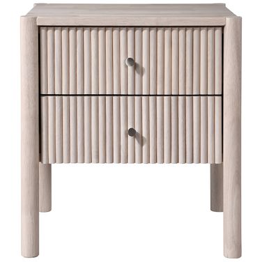 Kivo Solid Wood Nightstand In Natural and Stained Natural