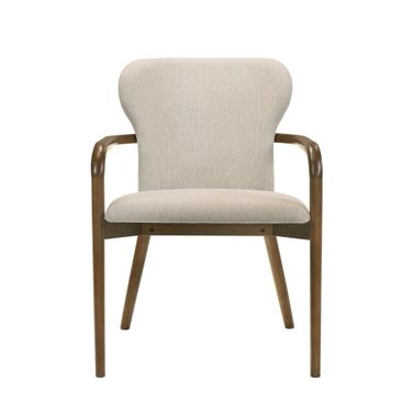 Klarissa Upholstered Solid Wood Dining Chair In Cream and Walnut