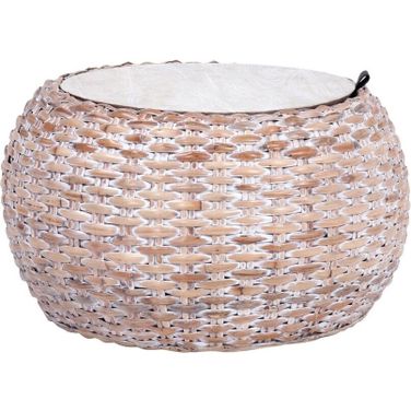 Klarysa Wood and Rattan Coffee Table in White Wash