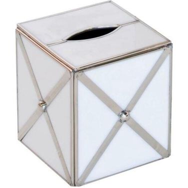 Kleenex White Glass Xhatch Box