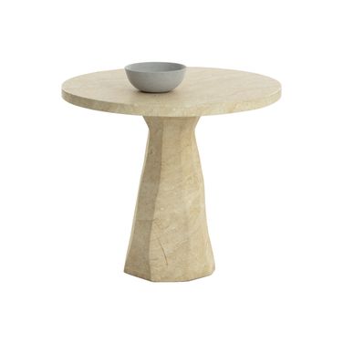 Kliff 34 Inch Travertine Look Bistro Table In Natural