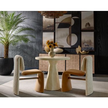 Kliff 34 Inch Travertine Look Bistro Table Set In Natural