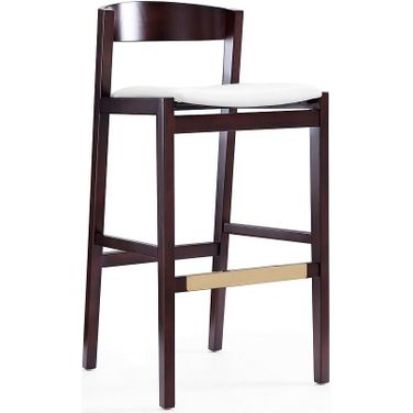 Klismos Barstool in Ivory and Dark Walnut
