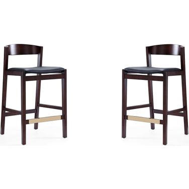 Klismos Counter Stool in Black and Dark Walnut (Set of 2)