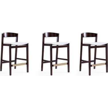 Klismos Counter Stool in Ivory and Dark Walnut (Set of 3)